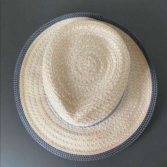 Eric Javits New York Women's Fedora Hat Blue Natural Beige Vacation Travel Beach - Picture 4 of 10